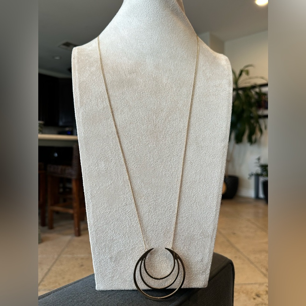 B.P 32” gold tone perfect circle pendant necklace